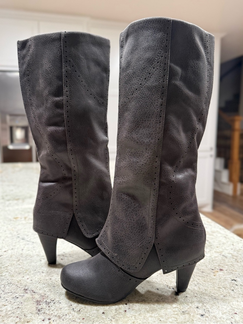 Not Rated “B Dad” Heeled Boots In Charcoal (NWOT) - Picture 6 of 13